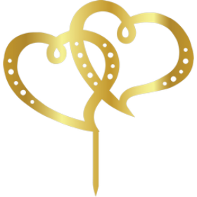 Връх за торта "Две сърца" - златен